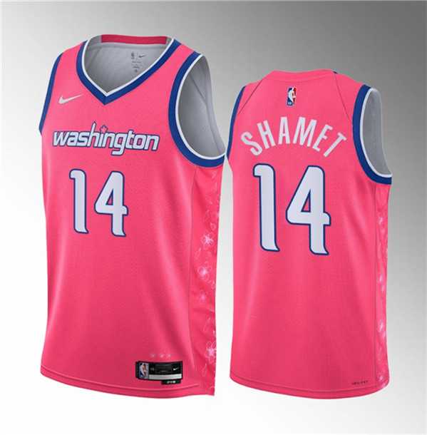 Men%27s Washington Wizards #14 Landry Shamet Pink 2023 Draft City Edition Stitched Jersey